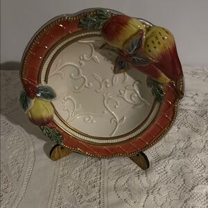Decorative Ceramic Plate with Fruit Design